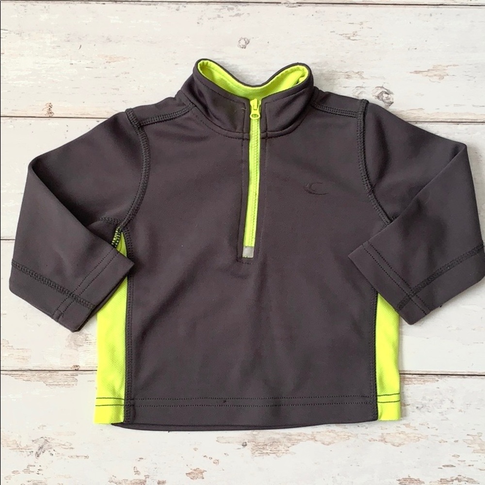 Boys 12m Pullover Sweater Jacket C9 by Champion Gray Grey Green 3/4 Zip Baby